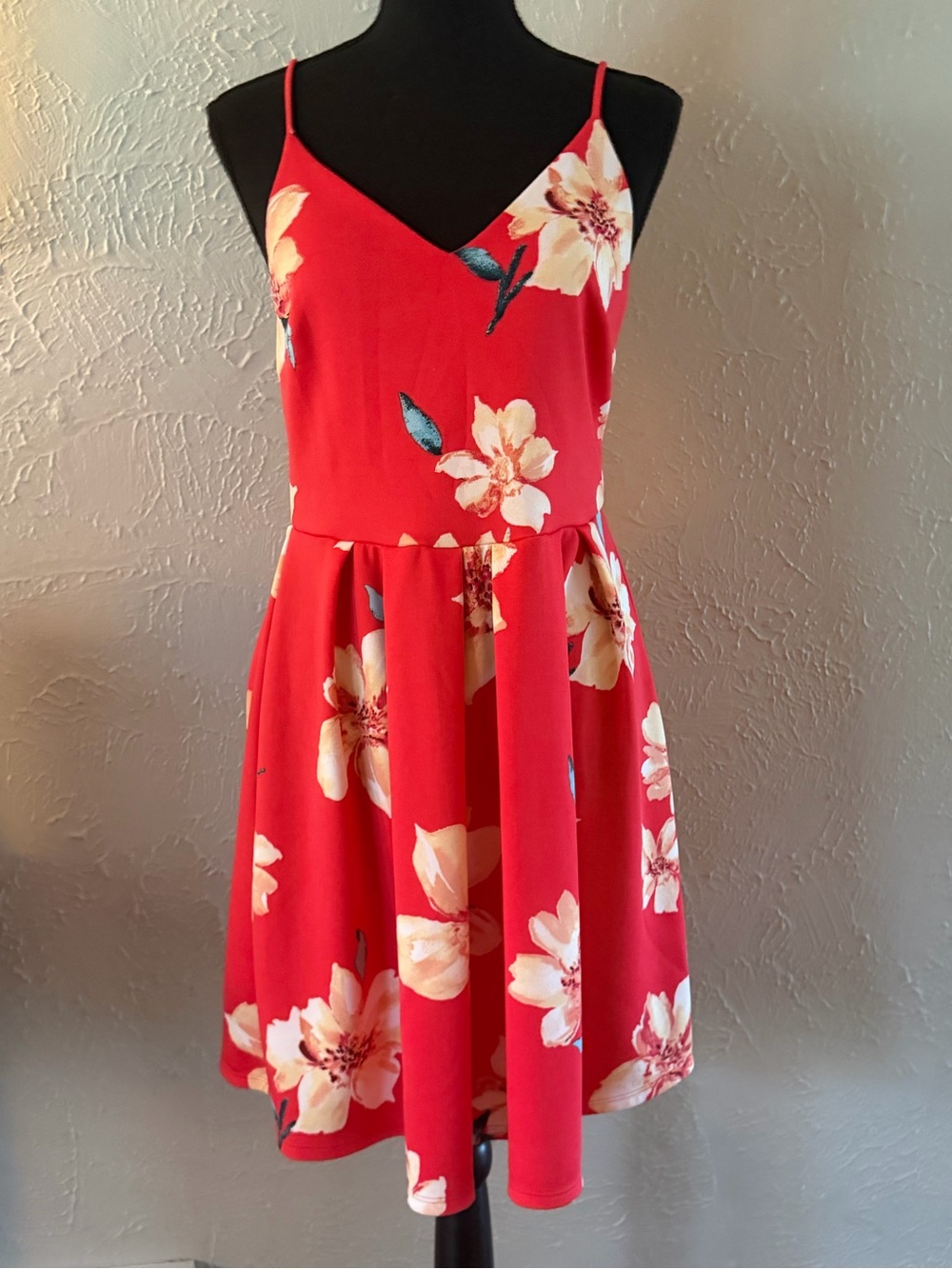 🌺Soprano Coral Floral Spaghetti Strap Dress 🌺 ~Large